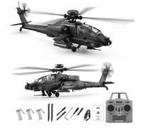 RC-ERA C170 AH-64D 1/48 Flybarless RC Helicopter, 6CH Remote Control Aircraft with Brushless Power, Optical Flow Hovering Positioning,One-Key Takeoff Landing(Dark Grey/3 Battery)