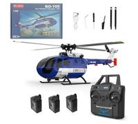 RC ERA C186 BO105MAX RC Gunship - 1/30 Scale 2.4GHz Remote Control Helicopter, 4CH Flybarless, Single-Rotor Aircraft Model with Gyro Stabilizer(3 Battery)