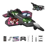 RC Fighter Jet, High-Speed Flip Jet Pro Plane with 360° Flips & LED Lights, Foam Remote Control Planes Toy, for Kids Adult Beginners (Pink)