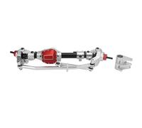 RC Front Axle Assembly Aluminum Stainless Steel Front Portal Axle Assembly with 27T 8T Internal Mounting Gear Rod Mount for SCX10 PRO Silver