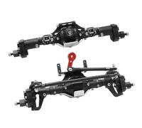 RC front rear axle Compatible With Axial For SCX10 II 90046 90047 D90 1/10 RC For Rock Crawler Cars Parts CNC Front Rear Portal Axle Spiral Gear(Black,1set)