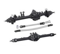 RC Front Rear Axles Set For Axial For SCX10 II For Vanquish VS4-10 1/10 Aluminum Piece Construction Axle Offset Straight Axle Set RC Crawler For Rock Truck Part(Black,Set)