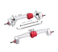 RC Front Rear Axles Set For SCX10 III AR45P 1/10 Aluminum Offset Front Rear Portal Axle Set With 3-Section CVD Driveshaft Two Servo Mount RC Crawler Car(Silver,Set)