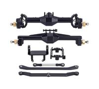 RC Front Rear Axles Set For TRX4M 1/18 Aluminum CNC Portal Axles 10mm With Lay Down Servo Mount Links Axle Upgrade Parts RC Crawler Car Accessory(Black)
