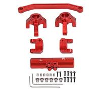 RC Front Steering Set Aluminum Alloy Rear Axle Base Upgrade Kit Durable High Strength Lightweight Performance Parts for ECX Barrage RGT FTX 1/24 Climbing Car (Red)