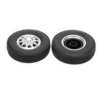 RC Front Tire 10 Holes Aluminum Alloy Hub with Non Slip Rubber Tyre Skin High Performance Durable Front Wheels for 1/14 Scale Tractor Truck Black 2Pcs 85mm