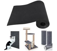 RC GearPro Trimmable Self-Adhesive Mat Cat Scratching Post Carpet Replacement Pad 78.7"x15.8" Cat Scratcher Cover for Cat Tree Shelf Shelves Steps Couch Furniture Wall DIY Protector (Black)