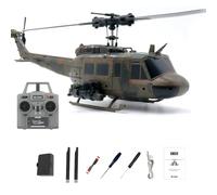 RC Helicopter for Adults, C032 UH-1 Huey 1/48 Scale Six-Channel Flybarless Military Model with Optical Flow Positioning, Dual Brushless Motors, Air-Pressure Altitude Hold, RTF for Beginners