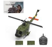 RC Helicopter for Adults, F07 UH-1 Huey 1/34 Scale Remote Control Helicopter with Realistic Military Design, 6-Axis Gyro, Flybarless Stability, Optical Flow Positioning - 2 Battery