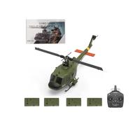 RC Helicopter for Adults, F07 UH-1 Huey 1/34 Scale Remote Control Helicopter with Realistic Military Design, 6-Axis Gyro, Flybarless Stability, Optical Flow Positioning - 4 Battery