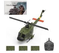 RC Helicopter for Adults, F07 UH-1 Huey 1/34 Scale Remote Control Helicopter with Realistic Military Design, 6-Axis Gyro, Flybarless Stability, Optical Flow Positioning - 3 Battery