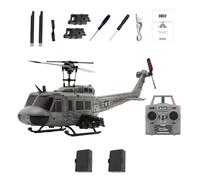RC Helicopter for Adults, RC ERA C032 UH-1 Huey Stunt Remote Control Helicopter with One-Key Inverted Flight, Gyro, Multiple Positioning Methods - Grey,2 Battery