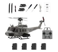 RC Helicopter for Adults, RC ERA C032 UH-1 Huey Stunt Remote Control Helicopter with One-Key Inverted Flight, Gyro, Multiple Positioning Methods - Grey,4 Battery