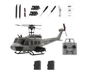 RC Helicopter for Adults, RC ERA C032 UH-1 Huey Stunt Remote Control Helicopter with One-Key Inverted Flight, Gyro, Multiple Positioning Methods - Grey,2 Battery