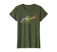 RC Helicopter RC Flying Electric Model Remote Control T-Shirt, Women, Olive Green, XX-Large