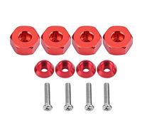 RC Hex Hub Adapter, 4 Pcs Aluminium Alloy 5mm To 12mm Wheel Hex Hub Adapter Spare Part Compatible with WPL 1634 RC Truck (Red) Model Car Accessories