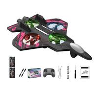 RC Jet, Foam Remote Control Airplane Fighter Jet Drone with 360° Flips & LED Lights, 2.4GHz RC Plane Toy, Stunt Roll, Durable Drop-Resistant Helicopter Jets for Kids Adults (pink+2batteries)