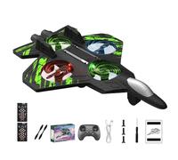 RC Jet, Foam Remote Control Airplane Fighter Jet Drone with 360° Flips & LED Lights, 2.4GHz RC Plane Toy, Stunt Roll, Durable Drop-Resistant Helicopter Jets for Kids Adults (green+2batteries)