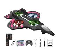 RC Jet, Foam Remote Control Airplane Fighter Jet Drone with 360° Flips & LED Lights, 2.4GHz RC Plane Toy, Stunt Roll, Durable Drop-Resistant Helicopter Jets for Kids Adults (pink+3batteries)