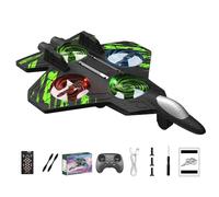 RC Jet, Foam Remote Control Airplane Fighter Jet Drone with 360° Flips & LED Lights, 2.4GHz RC Plane Toy, Stunt Roll, Durable Drop-Resistant Helicopter Jets for Kids Adults (green+1battery)