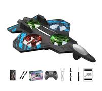 RC Jet, Foam Remote Control Airplane RC Fighter Jet Toys with 360° Flips & LED Lights, Stunt Roll, 2.4Ghz Remote Control Drones Planes Toy Gifts for Kids Boys Beginners Adults (A-Blue, 2 Batteries)