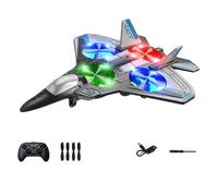 RC Jet, Foam Remote Control Airplane RC Fighter Jet Toys with 360° Flips & LED Lights, Stunt Roll, 2.4Ghz Remote Control Drones Planes Toy Gifts for Kids Boys Beginners Adults (C-Blue, 2 Batteries)