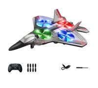 RC Jet, Foam Remote Control Airplane RC Fighter Jet Toys with 360° Flips & LED Lights, Stunt Roll, 2.4Ghz Remote Control Drones Planes Toy Gifts for Kids Boys Beginners Adults (C-Red, 3 Batteries)