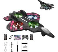 RC Jet Toy with 360° Flips & LED Lights, Remote Control Stunt Fighter Helicopter, Foam Airplane for Kids for Beginners