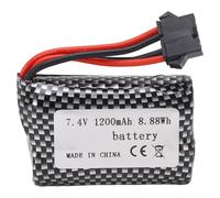 RC Lithium Battery 7.4V 1200mAh 8.88Wh Remote Control Battery with SM 5P Plug Long Lifespan, High Performance for RC Cars, Crawler, and Remote Control Ship