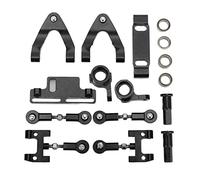 RC Metal Accessories Set Aluminum Alloy Upper Lower Suspension Arm Steering Cup Hex Adapter Kit High Performance Upgrade Parts for WPL D12 RC Car (Black)