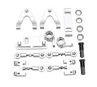 RC Metal Accessories Set Aluminum Alloy Upper Lower Suspension Arm Steering Cup Hex Adapter Kit High Performance Upgrade Parts for WPL D12 RC Car (Silver)