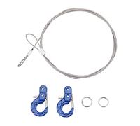 RC Metal Trailer Hook Aluminum Alloy Steel Rope Lightweight Compact Durable RC Chain Tow Hook for SCX10 D90 TRX4 RC Climbing Cars 2PCS (Blue)