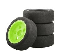 RC Models Repairs For Tamiya For TT01 TT01E For TT02 For TT02B XV01 TA06 PTG-2 1/10 4Pcs Rubber Tire Wheel Tyre RC Car Upgrades Parts Accessories(Green)