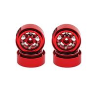 RC Modification Parts For Axial For SCX24 AX24 For TRX4M 1/18 1/24 RC Crawler Car Upgrades Parts 1.0 Inch Beadlock Wheel Rim Deep Dish Stamped Metal Hub(Red)