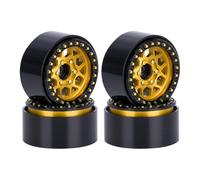 RC Modification Parts For Redcat For SCX10 For TRX4 For Capra VS4-10 Gen8 For LCG 1/10 4PCS Aluminum 1.9 Inch Beadlock Wheels Rim RC Car Crawler Tires Parts(Yellow)