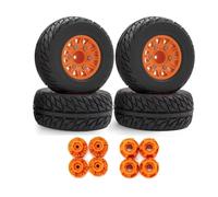 RC Modification Parts For Traxxas For Slash For Arrma For Senton For Vkar SCTX10 For HPI 4pcs 110mm 1/8 1/10 RC Car Short Course Truck Tire With 12mm 14mm 17mm Wheel Hex(Orange)