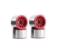 RC Modification Parts For TRX4M 1/18 4pcs 1.0 Inch Wheel Rim Aluminum Alloy Beadlock Wheel Hub RC Crawler Car Upgrade Parts Replacement 7mm Hex(Red)