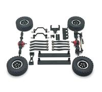 RC Modifications Parts For WPL C64 C64-1 1/16 RC Car Metal Front And Rear Axle For Chassis Link Rod Pull Rod Mount Side Pedal Tire Set Upgrade Parts Accessories(Black)