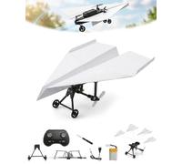 Rc Paper Airplane DIY Kit with Gyro Stabilizer Electric Remote Control Plane Dual Propellers DIY Drone Kit Lightweight Foldable Flying Toy for Hobbyists and Beginner Flyers