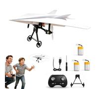 Rc Paper Airplane Kit, 2026 Upgraded DIY Rc Airplane Kit, DIY Electric Remote Control Plane with Dual Propellers, Lightweight Foldable Flying Stem Toy Micro Fixed Wing Drone