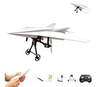 Rc Paper Airplane Kit, DIY Electric Remote Control Plane with Dual Propellers, 2.4GHz Remote Control Plane, Outdoor Foldable Flying Toy Gift, Micro Fixed Wing Drone for Kids Boys (Three Electrics)