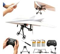 Rc Paper Airplane Kit - DIY Electric Remote Control Plane with Gyro Stabilizer,Dual Propellers Rc Plane Kit,Lightweight Foldable Flying Stem Toy Micro Fixed Wing Drone,Cool Tech Gadgets Gifts