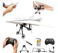 Rc Paper Airplane Kit - DIY Electric Remote Control Plane with Gyro Stabilizer,Dual Propellers Rc Plane Kit,Lightweight Foldable Flying Stem Toy Micro Fixed Wing Drone,Cool Tech Gadgets Gifts