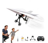Rc Paper Airplane Kit, DIY Electric Remote Control Plane with Gyro Stabilizer, Dual Propellers Rc Plane Kit, Lightweight Foldable Flying Stem Toy Micro Fixed Wing Airplane Cool Tech Gift
