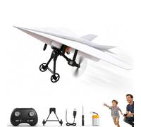 RC Paper Airplane Kit, Electric Motorized Power Module Easy to Fly,2.4GHz Remote Control Plane,Electric Remote Control Fixed Wing Aircraft with Gyro Stabilizer & Dual Propellers,DIY STEM Airplane Kit