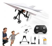 RC Paper Airplane Kit, Electric Motorized Power Module Easy to Fly with Gyro Stabilizer & Dual Propellers, DIY 2.4GHz Remote Control Paper Airplane, Foldable Flying STEM Toy Gift for Boys Teens Adults