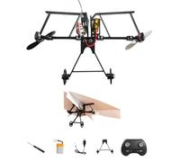 RC Paper Airplane Kit with Gyro Stabilizer - DIY Electric Remote Control Plane, Dual Propellers, Lightweight Foldable Flying Toy for Beginners (1 Batteries)