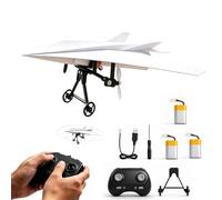 RC Paper Airplane Kit with Gyro Stabilizer - DIY Electric Remote Control Plane with Dual Propellers | 2.4GHz Motorized Flying STEM Toy, Outdoor Glider Gift for Kids and Adults