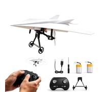 RC Paper Airplane Kit with Gyro Stabilizer - DIY Electric Remote Control Plane with Dual Propellers | 2.4GHz Motorized Flying STEM Toy, Outdoor Glider Gift for Kids and Adults