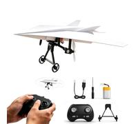 RC Paper Airplane Kit with Gyro Stabilizer - DIY Electric Remote Control Plane with Dual Propellers | 2.4GHz Motorized Flying STEM Toy, Outdoor Glider Gift for Kids and Adults